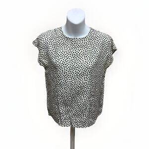 Royal Silk Womens Blouse Size Petite Small Short Sleeve Shirt Polka Dot Vintage
